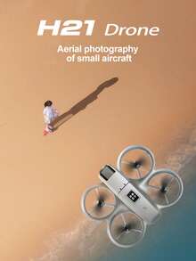 GENAI H21 可折叠无人机，初学者入门飞行器，手柄遥控器，一键/降落和简单操作，360 度翻转，水平陀螺仪，每次充电可飞行 6 分钟，节日/生日礼物。（此无人机有非摄像头版本）1800mAh