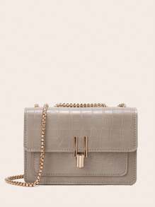 Bolso de hombro de patente con cadena para mujer, nuevo diseño de moda con estampado de cocodrilo