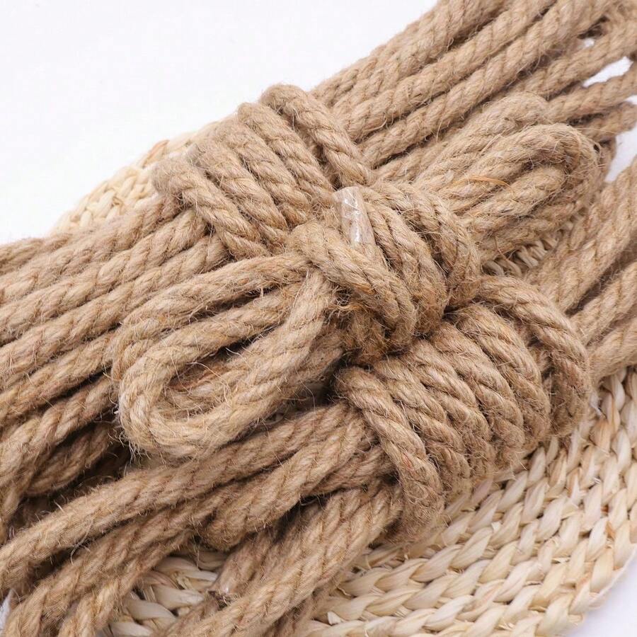 Cuerda de yute amarilla de 10 mm de grosor, 10 metros de largo, 9,5 mm de diámetro, resistente y duradera, adecuada para manualidades, postes rascadores para gatos, jardinería, decoración de estilo granja y talla grande.