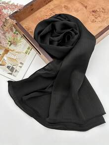 FADZOYLE 1pc Elegant Crepe Crinkled Solid Color Scarf Texture Satin Hijab Shawls And Wraps Silky Feeling Long Soft Headscarf Headbands Bandana Beach Cover Up Sarong Daily Life Evening Party Dresses Wedding Party Balls Banquets Bridesmaid Scarves Headscarfs Women Accessories - 2203MTG001 Scarf - View 5