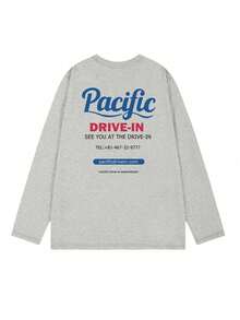 女式棉质日式时尚百搭英伦印花轻薄长袖 T 恤，秋冬