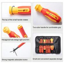 Insulated Screwdriver Set, 10 Pieces, Magnetic Tips, Ergonomic Rubber Handle With Storage Case - Black - View 6