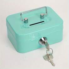1pc High-Security Metal Key Lock Storage Box, Sturdy Durable Adult Anti-Theft Money, Multi-Functional Secure Storage For Coins Cash Cashier Drawer - Multicolor - View 10