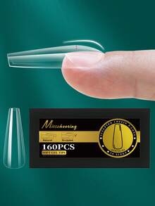 160片-320片热销透明假指甲美甲拱形指甲半磨砂美甲无痕假指甲 - 無色 - 查看 6