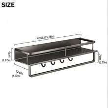 Badezimmer Duschkorb mit großer Kapazität, Badezimmer Aufbewahrungsregal ohne Bohren, Duschorganizer aus rostfreier Aluminiumlegierung mit 4 Haken, Badezimmer Duschablage Schulanfang