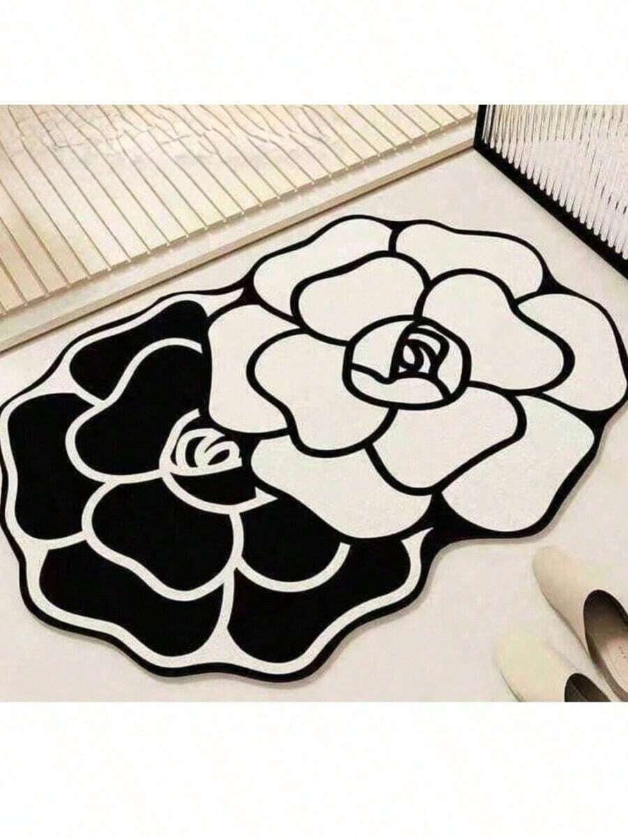 0.3cm Thick, Floral Pattern Design Bath Mat, Washable, Non-Slip Bath Mat, Bathroom Mat, Quick Absorbent, Fast Drying, Anti-Slip Absorbent Soft Bathroom And Bedroom Carpet, Doormat Bathroom Kitchen Decor