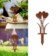 1pc Rustic Heart-Shaped Metal Garden Stake - Weathered Red Finish, Decoration For Planters, Balconies Or Gardens, Perfect Gift For Mother's Day, Easter Or Christmas