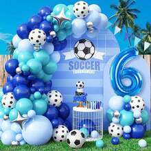 1 set de globos numerados de 32 pulgadas con temática de fútbol (5, 6, 7, 8, 9, 10, 11, 13 o edades), globos azul marino adecuados para partidos deportivos, cumpleaños, vacaciones, decoración de fiestas, decoración de arco - Multicolor - Ver 4