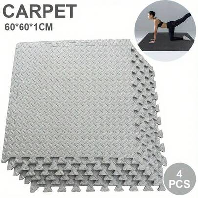 Grey Interlocking EVA Foam Fitness Mats - Soft, Non-Slip, And Waterproof, Ideal For Home Gyms,Yoga & Playroom - Durable & Foldable