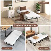Lifezeal Folding Bed With Mattress 74" X 31" Cot Size Rolling Guest Bed Space Saving - White - View 10