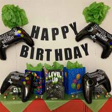 10 Pcs Video Game Party Balloons, Giant Video Game Controller Mylar Foil Balloons Game On Balloons For Gaming Theme Birthday Party Video Game BabyShower Decorations Supplies