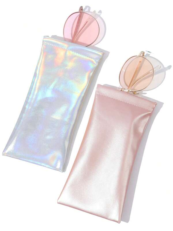 2 sztuki przenośne olśniewające różowe kolory woreczek na okulary, miękki skórzany pokrowiec na okulary, pokrowiec ochronny na okulary przeciwsłoneczne, woreczek na okulary, może być używany do przechowywania słuchawek, monet, biżuterii, idealny prezent dla przyjaciół, rodziny, kolegów z klasy, nauczycieli i współpracowników