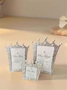 1 pieza Marco con forma de corona, Marco de plástico para fotos con perlas y rhinestone de 3 pulgadas, 6 pulgadas o 7 pulgadas (el papel fotográfico se envía aleatoriamente)