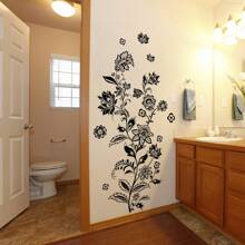 1pc Black Vine Flower & Butterfly Fridge Decoration Sticker, Stickers, Wall Decal, Vinly Decal For Home Decorations, Spring Decoration Items Refresh Your Home, Festival Decoration Stickers Gifts Birthday Graduation