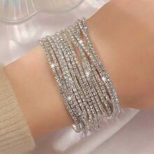 12 Stücke/6 Stücke glänzendes Tennis-Armband für Frauen - vielseitig & elegantes Stretch-Armband, geeignet für den Alltagsgebrauch und Partys, ideales Valentinstags-Geschenk