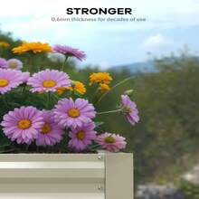 mteryoing 1pc Raised Garden Bed Square Metal Planter Box - 0.5mm Thick Galvanized Steel Planter Box, Easy Tool-Assembly, Open-Bottom Design For Outdoor Use - Beige - View 3