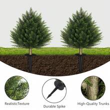 2026 New 2FT Artificial Cedar Topiary Tree With Garden Garden Spikes – UV Resistant Faux Cypress Shrub For Outdoor Garden, Porch, Patio 2 Packs Realistic Decorative Plant For Home & Holiday  (Style C 2 Pack) - Style C 2Pack - 查看 5