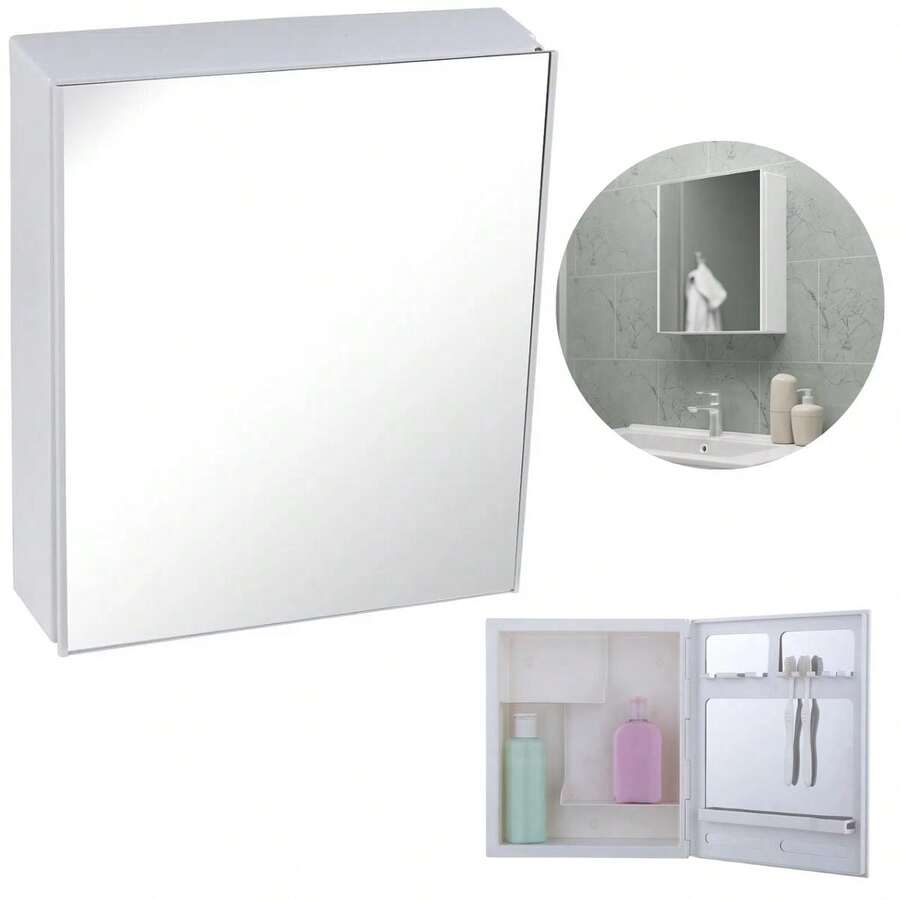 Bathroom Cabinet With Mirror Overlay White | 31.9x9.4x35.8cm | 01 Door | Astra - Xem 1