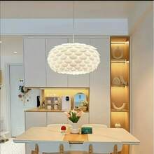 E27 底座 PVC 波浪灯罩，日式简约花卉图案，米色创意亚克力灯罩，适用于吊灯、台灯、吸顶灯具