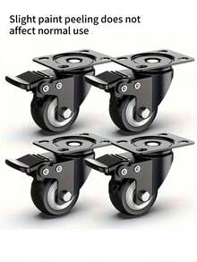 4-Piece Set Of Heavy-Duty Rotating Wheels, Rotating Wheels With/Without Brakes, Furniture Hardware Accessories, Rotatable Wheels With Lock Brakes, Suitable For Tables, Chairs, Furniture, Equipment Storage Boxes, Office Cabinets - Black - View 16