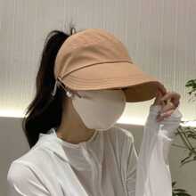 Breathable Women's Foldable Sun Hat, Wide Brim, UV Protection, Open Top Pointed Visor, Suitable For Ponytail