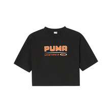 Puma 女式高腰短袖短款T恤 62717501，夏季 - 黑色 - 查看 1