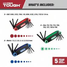 Folding Hex Key Set (3-Pack) Including SAE, Metric & Star Sizes - Black - View 5