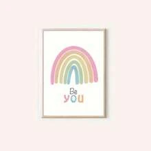 Cartoon Rainbow Sun Heart Nursery Decor Wall Art Poster (Unframed) - Multicolor - View 8
