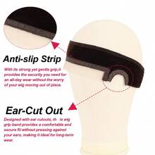 女士蕾丝假发握带，假发握把带耳孔天然蕾丝边，1 件防滑可调节假发头带 - 彩色 - 查看 3