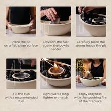 Concrete Tabletop Fire Pit Extended Burn Time Portable Indoor Fireplace And Smores Maker Suitable For Indoor And Outdoor Use Beige - MatteBeige - View 5