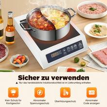 Cocina de inducción, cocina de inducción comercial de 3500 W máx., calentador de alimentos de 35 x 42 x 11 cm, placa de cocción eléctrica para restaurantes, cantinas, - Enchufe EU Tipo E(220-240V) - Ver 7