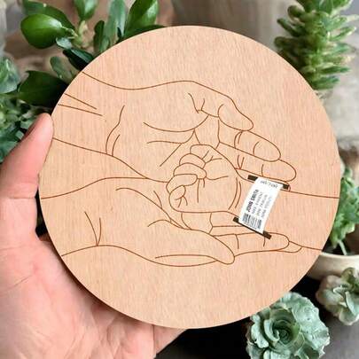 1pc Newborn Baby Wooden Birth Bracelet, Wooden Plaque Memorial Tag, Newborn Infant Wristband Display, The Wooden Surface May Have Varying Textures Which Is Normal
