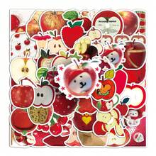 50张可爱红苹果贴纸，萌趣苹果装饰水果贴纸，卡通红苹果贴纸礼品，美观贴纸，防水乙烯基贴纸，适用于水瓶、电脑、笔记本电脑、手机、行李箱、笔记本、冰箱等。