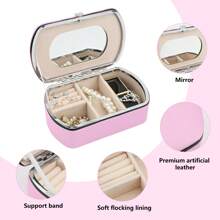 Friendly Travel Jewelry Box With Mirror - Scratch-Resistant PU Leather Jewelry Organizer For Earrings, Rings, Necklaces - Compact Lightweight Storage Case Perfect Gift For Women, Moms & Girls
