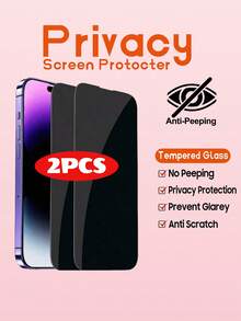 ZYONS 2 pièces Protecteur d'écran anti-espionnage, verre trempé, anti-rayures haute définition clair, surface brillante anti-indiscrétion, dureté 9H, compatible avec les coques de téléphone, couverture plein écran, convient pour iPhone 17 Pro Max/17 Pro/17 Air/17/16 Pro Max/16 Plus/16E/11/12/13/14/15 Série - Noir - Voir 2