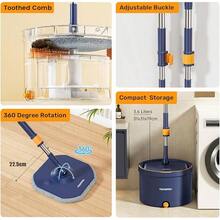Mop And Bucket Set With 2 Microfiber Mop Pads, Spin Mop With Dirty/Clean Water Separation System, Deep-Cleaning Mops For Floors, Versatile Mops For Walls - 52'' Spin Mop + 2 Microfiber Pads - View 8