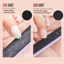 Makartt Nail File 100 180 Grit Emery Boards For Nails 10pcs Black Nail Files Professional Washable Doubled Sides Nail File Kit For Natural Acrylic Nails Coarse For DIY Salon Use - 2pcs-100/180Grit - View 2