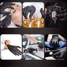 Latex-Free Black Disposable Nitrile Gloves, Boxless, Durable Household Cleaning Gloves, Waterproof, Anti-Static, Multi-Purpose Gloves, Linen Finger Sleeves, Suitable For Hair Dyeing, Beauty, Painting, Crafts, Household Cleaning, Kitchen, Bathroom, Home Decor, Holiday Gifts, Party Favors. Size: S, M, L, XL - Black - View 11