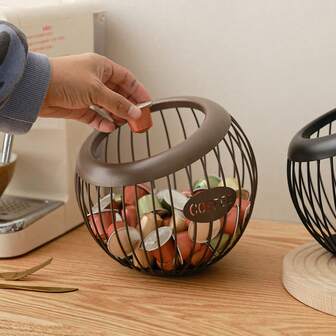 1个咖啡胶囊收纳架，加厚材质，金属框架，用于存放咖啡胶囊和杂物，居家生活收纳