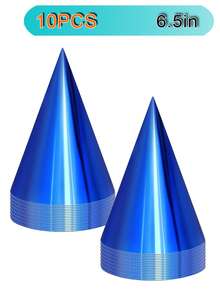 6 szt./10 szt. Kolorowe czapki na przyjęcie urodzinowe, czapki stożkowe dla dorosłych, metaliczne nakrycia głowy w kształcie stożka, czapki na przyjęcie urodzinowe dla dorosłych, zestaw hurtowy w 6 kolorach (metaliczny niebieski/zielony/złoty/srebrny/gorący róż/czerwony) - Wielokolorowe - Zobacz 12