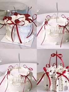 5/10/20 件红色/黑色/粉色丝带蝴蝶结蛋糕装饰、情人节蛋糕装饰、甜点蝴蝶结装饰、丝带蛋糕装饰用品、周年纪念蛋糕装饰，适用于婚礼、派对、情人节、周年纪念、生日蛋糕 - 彩色 - 查看 7