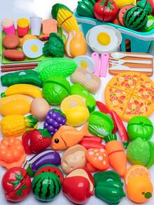 Delightful Pretend Pink Kitchen Toy Set - Cookware, Dishware, Play Food Cutting Toys, Shopping Basket - Perfect Learning Gift For Girls And Boys! (E-Commerce Box Packaging)