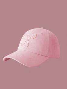 Sweet Bowknot Embroidery Baseball Hat For Women Solid Color Korean Girl Peaked Cap Outdoor Soft Cotton Snapback Sun Visors Hat - Multicolor - View 6
