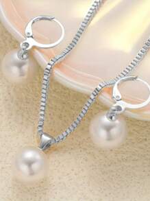 3pcs Pearl Suit Jewelry Is Suitable For Women's Daily Wear, New Fashionable And Elegant Earrings Necklace Jewelry Suit Women'sDaily/Party Wear, Mother's Day And Valentine's Day GiftValentines