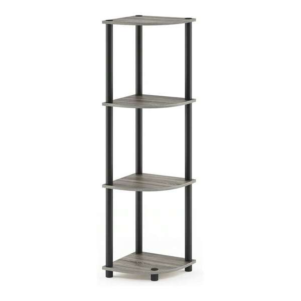 Turn-N-Tube 4-Tier Corner Display Rack Multipurpose Shelving Unit French Oak Grey/Black