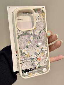 Cute Stylish Rabbit Flower Floral Clear Phone Case Compatible With IPhone 16 Pro Max 15 14 Pro 13 12 11 Plus White Edge Soft Back Cover - Flower Bunny - View 1