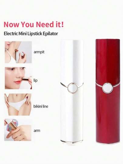 迷你无痛脱毛器 - 面部、比基尼线和腋下脱毛，口红式眉毛修剪器，迷你电动面部脱毛器，女士便携式设计，美容工具，时尚脱毛器+眉笔