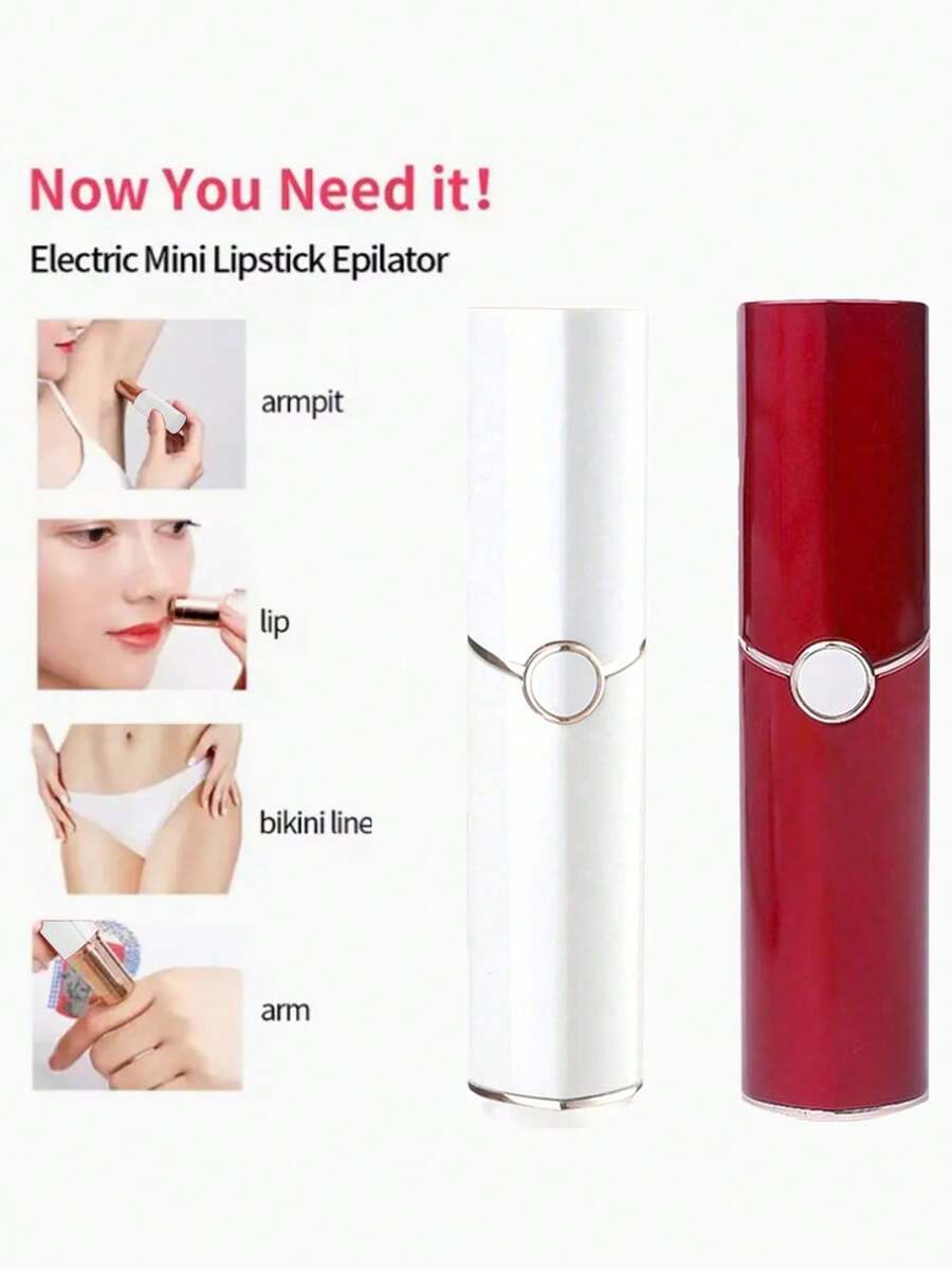 迷你无痛脱毛器 - 面部、比基尼线和腋下脱毛，口红式眉毛修剪器，迷你电动面部脱毛器，女士便携式设计，美容工具，时尚脱毛器+眉笔 - 彩色 - 查看 1