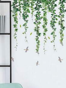 2 Pcs Creative Tree Vine, Dragonfly Wall Decal - Traditional Style Waterproof Decal Sticker For Living Room, Bedroom And Kitchen Decoration - Home Wall Decor | Vibrant Room Decor | DIY Home Decor, Wall Sticker Home Decor Stickers