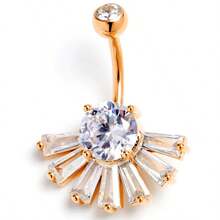SENLANSP 1 pieza Hermoso anillo de botón del vientre con diseño de estrella de ráfaga de acero inoxidable, perfecto para uso diario de mujeres - 1 pieza - Ver 7